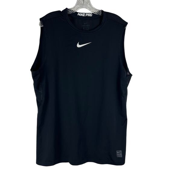 Nike Pro Men's Tank Top Size XL Black Mesh Shoulders Athletic Workout Gym - Picture 1 of 6